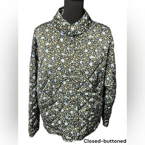 Melloday quilted lightweight jacket Ditzy Floral Print Mandarin Collar  Medium